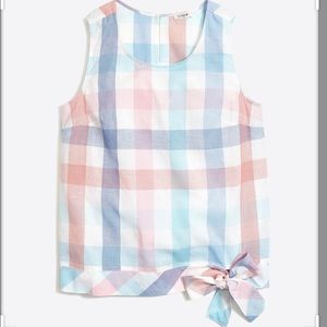 J Crew Factory Size 6 Pastel Gingham tie front top